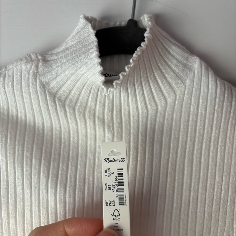 NWT Madewell Women's White Ribbed Sleeveless Top